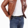 Men’s Casual Brown Leather Jacket