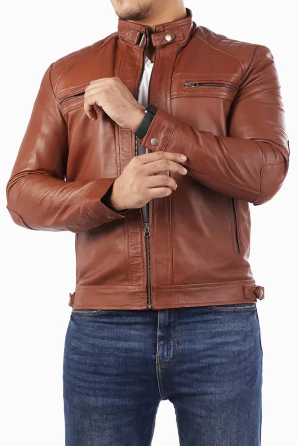 Men’s Casual Brown Leather Jacket
