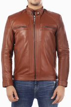 Men’s Casual Brown Leather Jacket