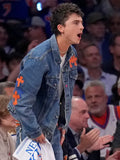 Timothee Chalamet Knicks Game 4 Denim Trucker Jacket
