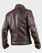 Mens Cafe Racer Style Brown Leather Jacket