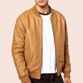 Men's Casual Tan Brown Bomber Jacket