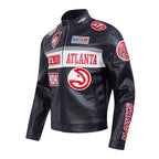 Atlanta Hawks Moto Black Leather Jacket