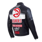 Atlanta Hawks Moto Black Leather Jacket