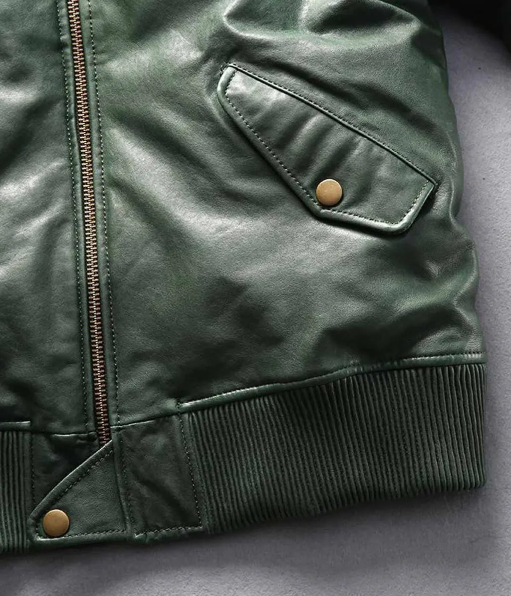Casual Bomber Avirex Ace of Spades Leather Jacket with Patch