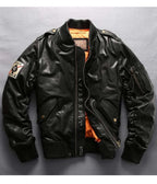 Casual Bomber Avirex Ace of Spades Leather Jacket with Patch