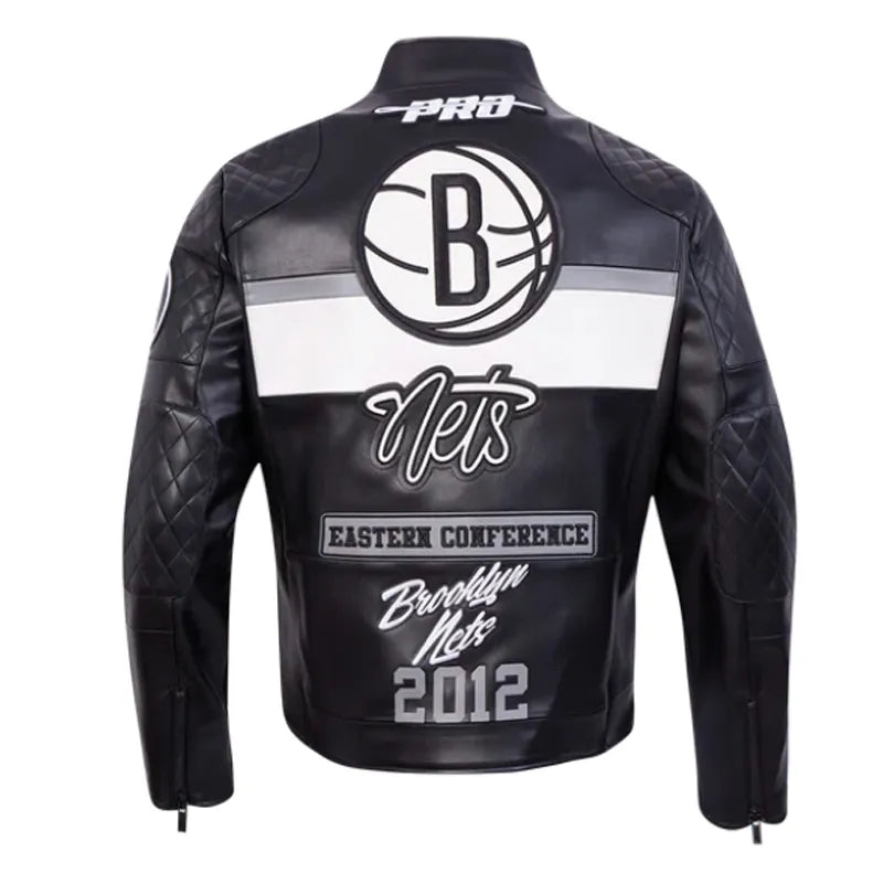Brooklyn Nets Moto Black Jacket