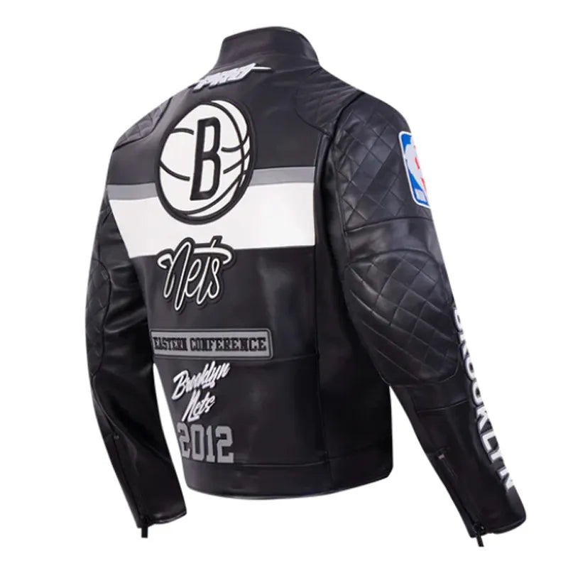Brooklyn Nets Moto Black Jacket