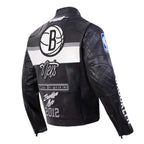 Brooklyn Nets Moto Black Jacket