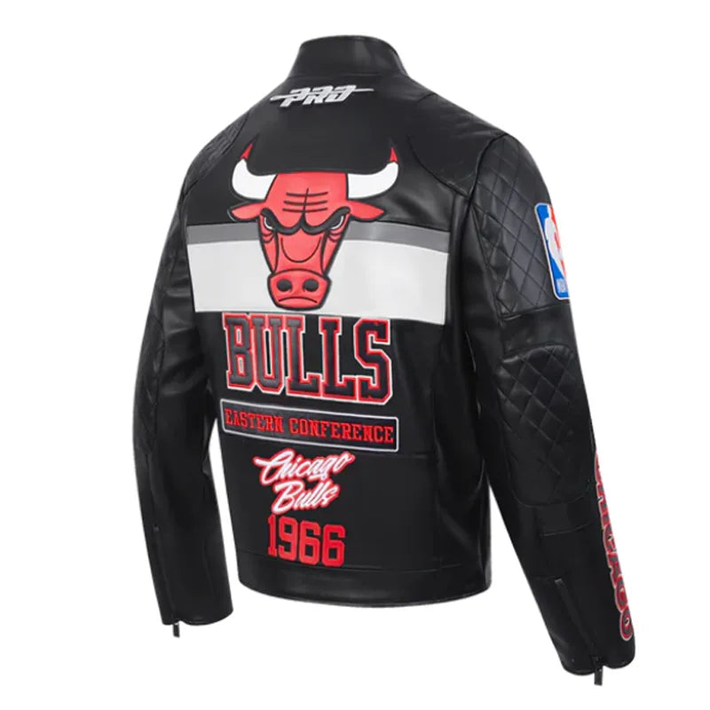 Chicago Bulls Moto Black Leather Jacket