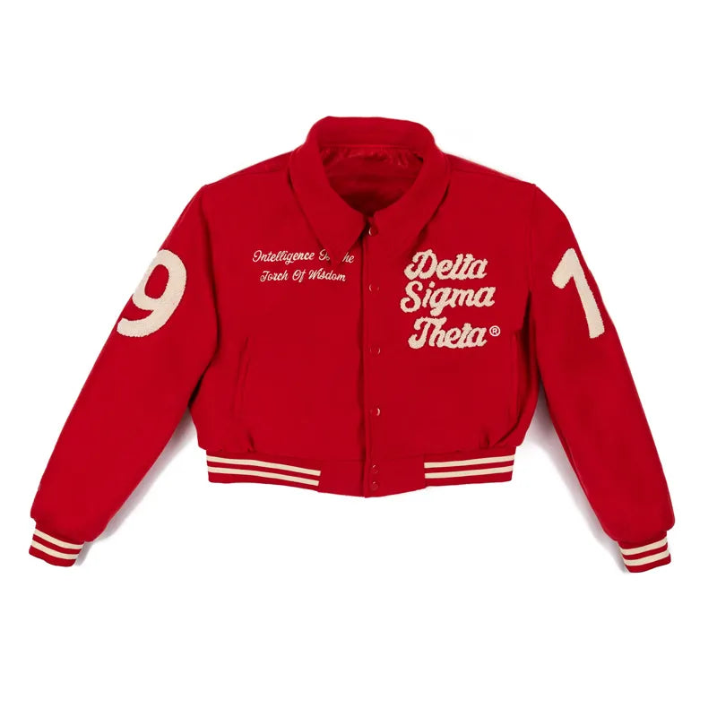 Delta Sigma Theta Cropped Varsity Wool Jacket
