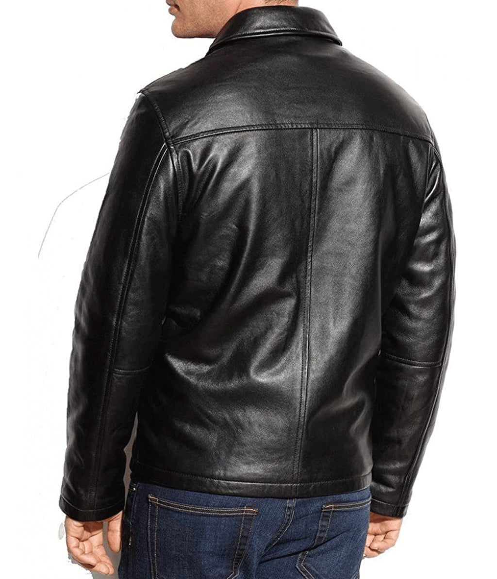 Men's Casual Black Leather Jacket
