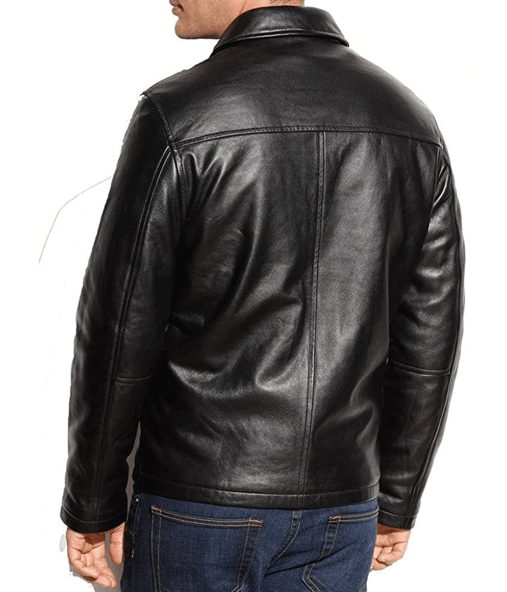 Men's Casual Black Leather Jacket