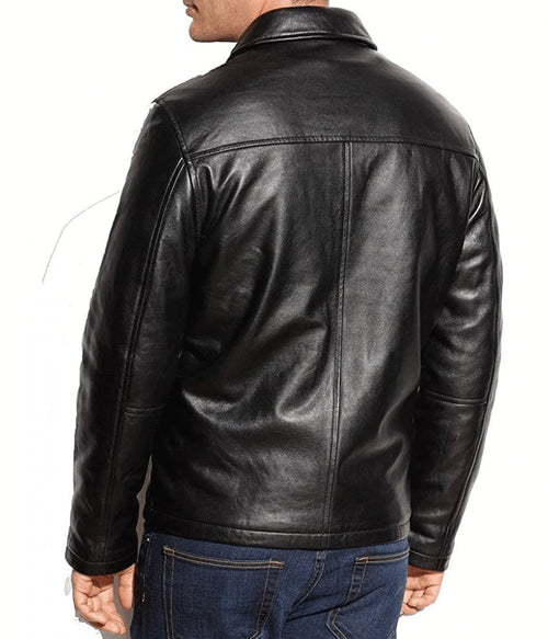 Men's Casual Black Leather Jacket