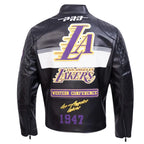 LA Lakers Moto Black Leather Jacket