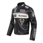 Milwaukee Bucks Moto Black Leather Jacket
