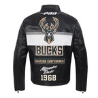 Milwaukee Bucks Moto Black Leather Jacket