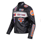 New York Knicks Moto Black Leather Jacket