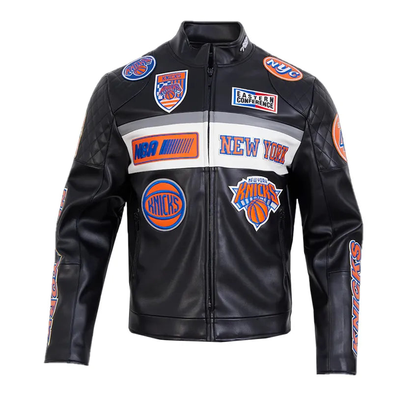 New York Knicks Moto Black Leather Jacket