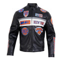 New York Knicks Moto Black Leather Jacket