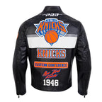 New York Knicks Moto Black Leather Jacket