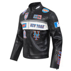 New York Mets Moto Black Leather Jacket