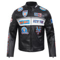 New York Mets Moto Black Leather Jacket