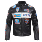 New York Mets Moto Black Leather Jacket
