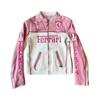 Ferrari Pink and White Leather Jacket
