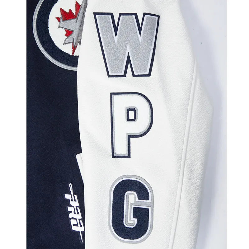 Winnipeg Jets Classic Navy and White Varsity Jacket