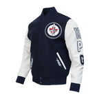 Winnipeg Jets Classic Navy and White Varsity Jacket