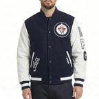 Winnipeg Jets Classic Navy and White Varsity Jacket